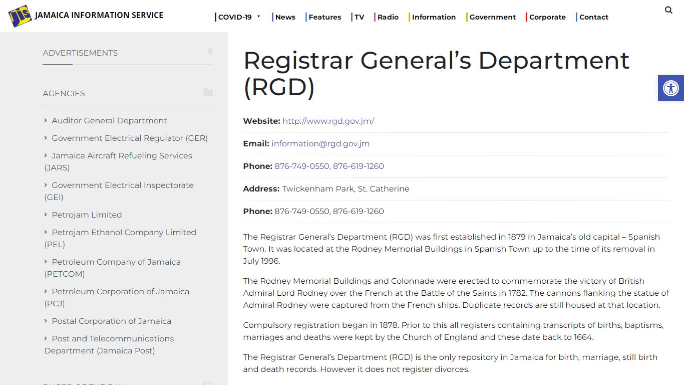 Registrar General’s Department (RGD) – Jamaica Information Service